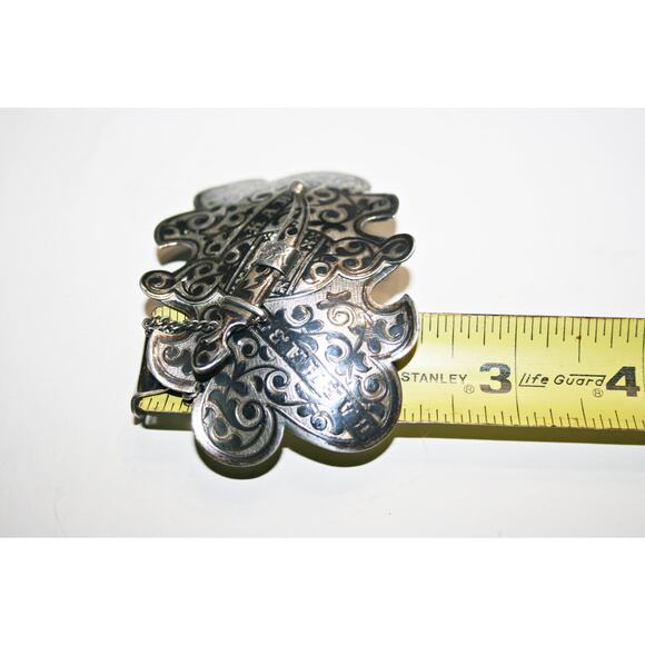 c1900 Antique Imperial Russian 84 Silver Niello Sash Buckle main image 7